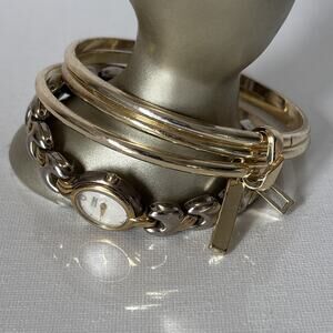 Vtg Citizen Watch Cocktail Bracelet Gold Tone 5920-S91492 Oval Dial Dainty Tiny